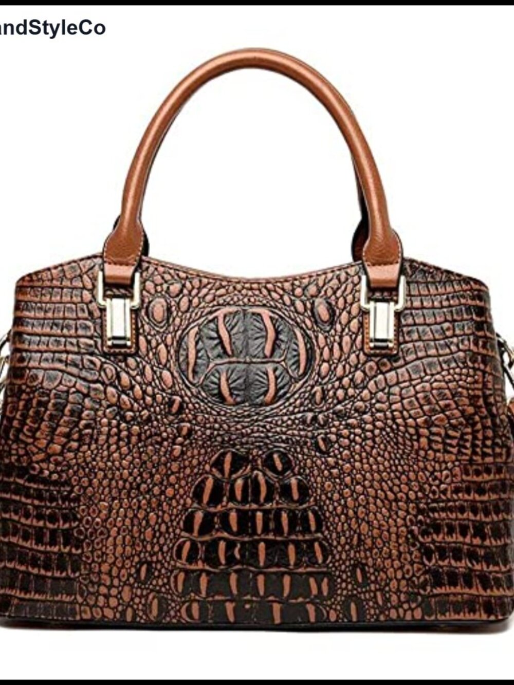 Crocodile Patent Leather Satchel Top-Handle Handbag